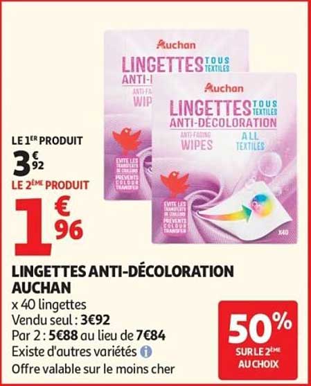 LINGETTES ANTI-DÉCOLORATION AUCHAN
