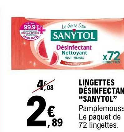LINGETTES DESINFECTANTES "SANYTOL"