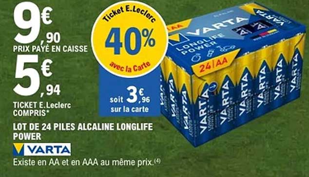 LOT DE 24 PILES ALCALINE LONGLIFE POWER