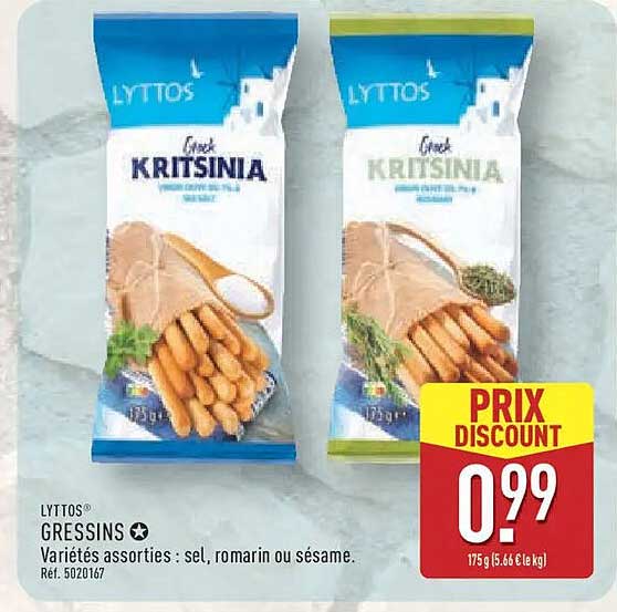 LYTTOS® GRESSINS Variétés assorties : sel, romarin ou sésame.