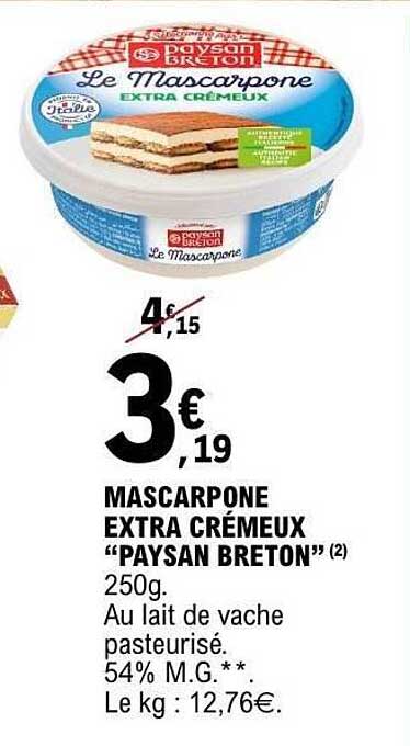 MASCARPONE EXTRA CRÉMEUX “PAYSAN BRETON”