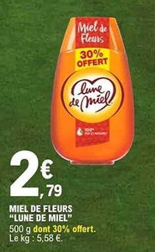 Miel de Fleurs “LUNE DE MIEL” 500 g dont 30% offert.