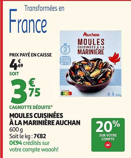 MOULES CUISINÉES À LA MARINIÈRE AUCHAN