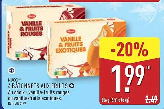 MUCCI 4 BÂTONNETS AUX FRUITS