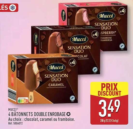 Mucci 4 bâtonnets double enrobage