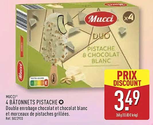 MUCCI® 4 BÂTONNETS PISTACHE