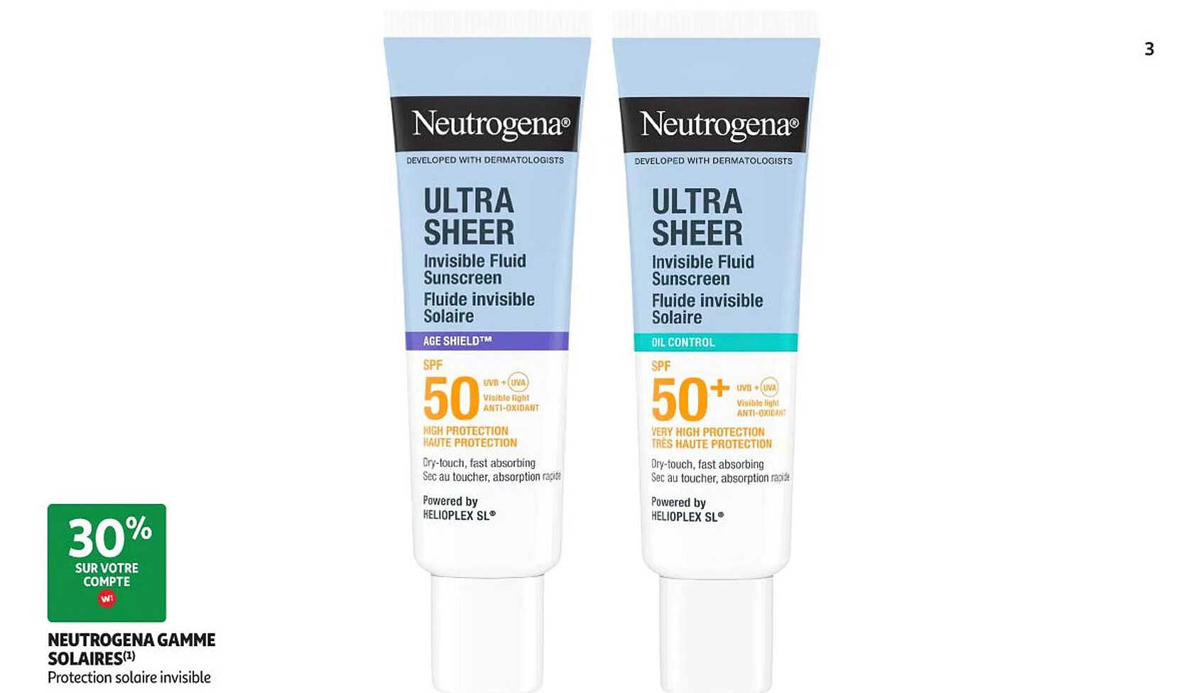 NEUTROGENA GAMME SOLAIRES(1) Protection solaire invisible