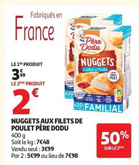 NUGGETS AUX FILETS DE POULET PÈRE DODU 400 g