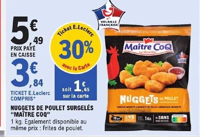 NUGGETS DE POULET SURGELÉS “MAÎTRE COQ”