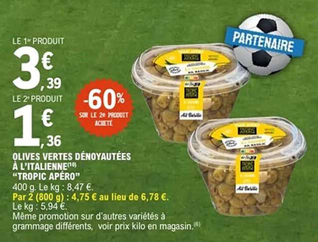 OLIVES VERTES DÉNOYAUTÉES À L’ITALIENNE “TROPIC APÉRO”