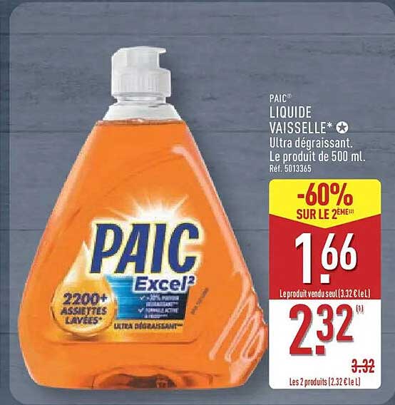 PAIC LIQUIDE VAISSELLE* Ultra dégraissant. Le produit de 500 ml.