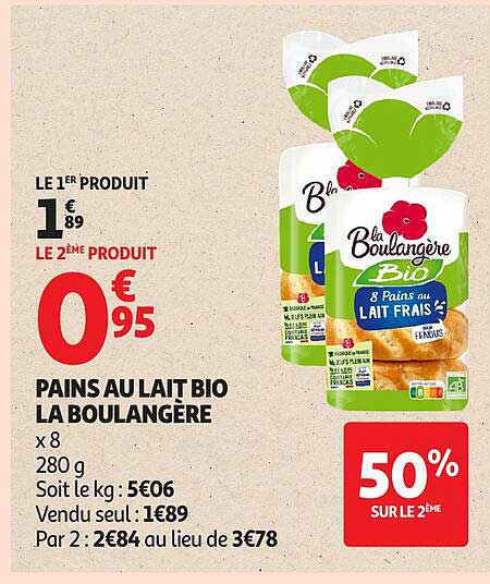 PAINS AU LAIT BIO LA BOULANGÈRE x 8 280 g