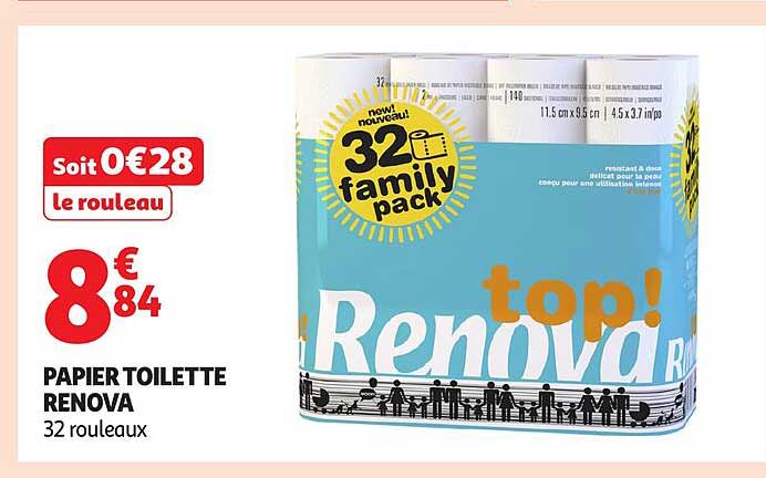 PAPIER TOILETTE RENOVA 32 rouleaux