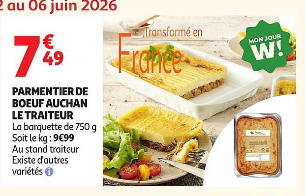 PARMENTIER DE BOEUF AUCHAN LE TRAITEUR
