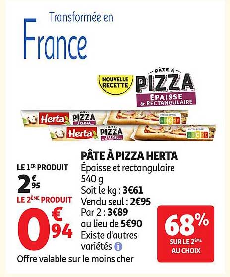 PÂTE À PIZZA HERTA Épaisse et rectangulaire 540 g