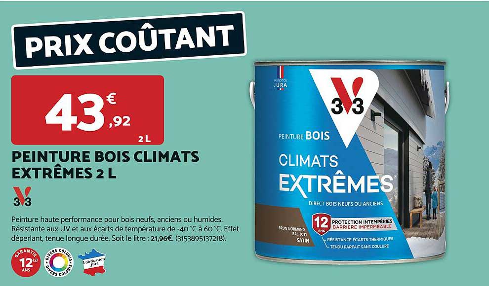 PEINTURE BOIS CLIMATS EXTRÊMES 2 L