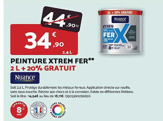 PEINTURE XTREM FER** 2 L + 20% GRATUIT