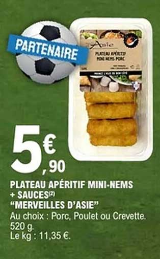 PLATEAU APÉRITIF MINI-NEMS + SAUCE(S) “MERVEILLES D’ASIE”