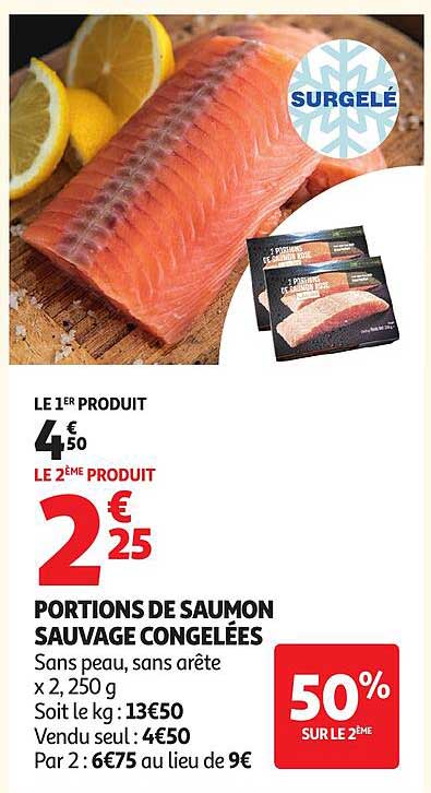 PORTIONS DE SAUMON SAUVAGE CONGELÉES