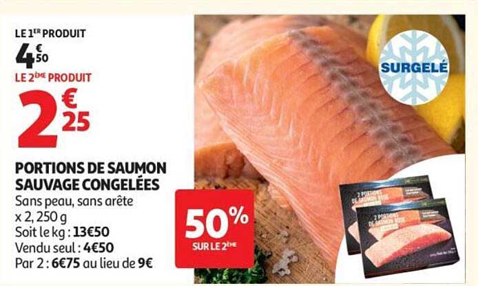 PORTIONS DE SAUMON SAUVAGE CONGELEES