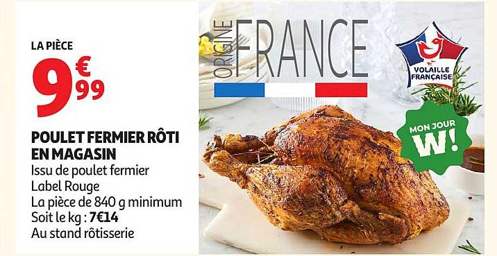 POULET FERMIER RÔTI EN MAGASIN