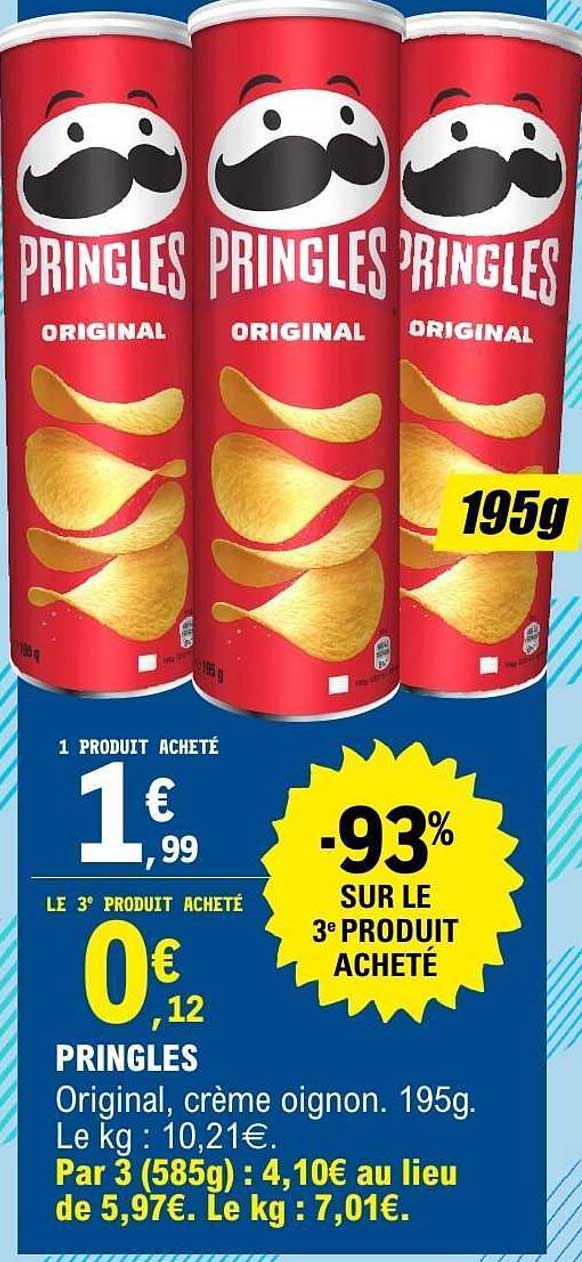 PRINGLES Original, crème oignon. 195g.