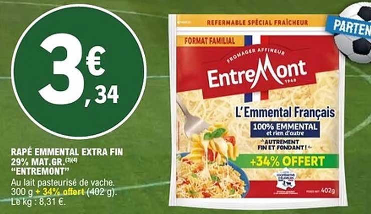 RÂPÉ EMMENTAL EXTRA FIN 29% MAT.GR. "ENTREMONT"