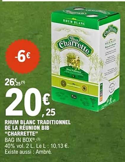 RHUM BLANC TRADITIONNEL DE LA REUNION BIB "CHARRETTE" BAG IN BOX