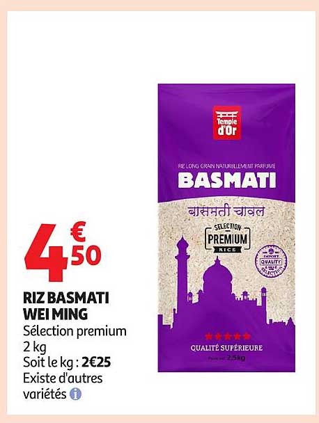 RIZ BASMATI WEI MING Sélection premium 2 kg