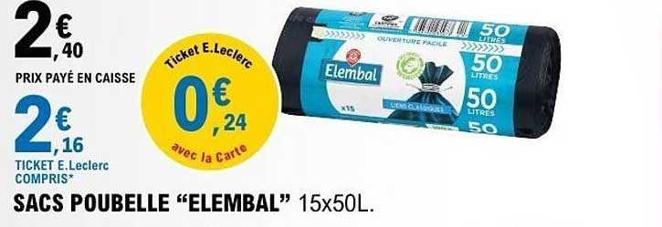 SACS POUBELLE “ELEMBAL” 15x50L.
