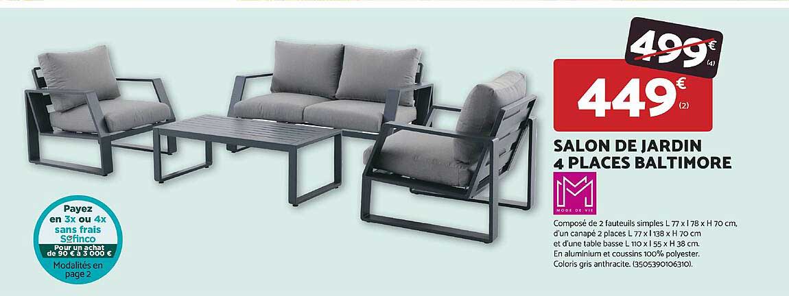 SALON DE JARDIN 4 PLACES BALTIMORE