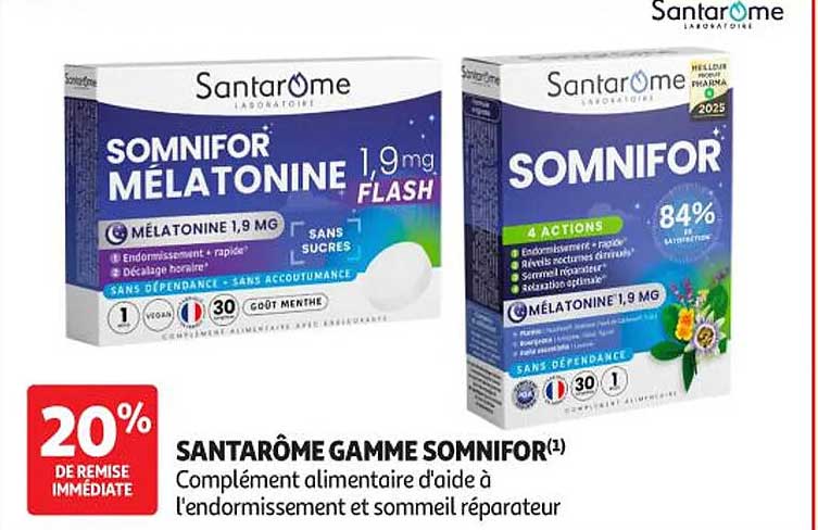 SANTARÔME GAMME SOMNIFOR(1) Complément alimentaire d'aide à l'endormissement et sommeil réparateur