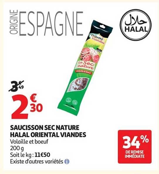 SAUCISSON SEC NATURE HALAL ORIENTAL VIANDES