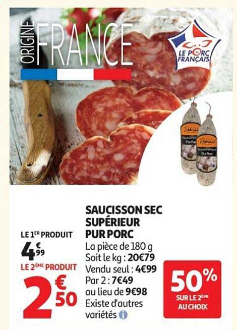 SAUCISSON SEC SUPÉRIEUR PUR PORC