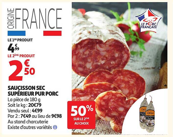 SAUCISSON SEC SUPÉRIEUR PUR PORC