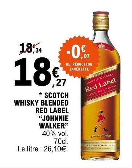 SCOTCH WHISKY BLENDED RED LABEL “JOHNNIE WALKER” 40% vol. 70cl.