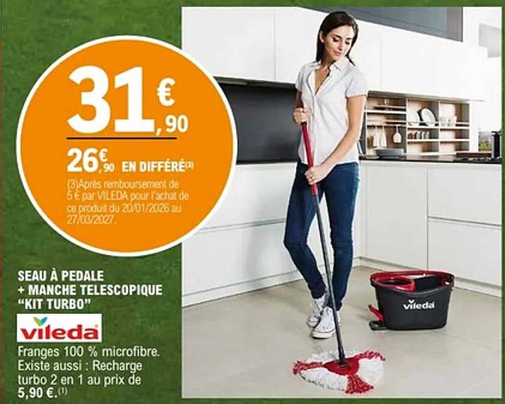 SEAU À PÉDALE + MANCHE TÉLESCOPIQUE “KIT TURBO”
