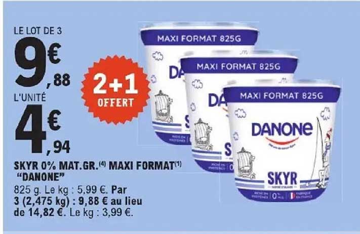 SKYR 0% MAT.GR. MAXI FORMAT “DANONE” 825 g