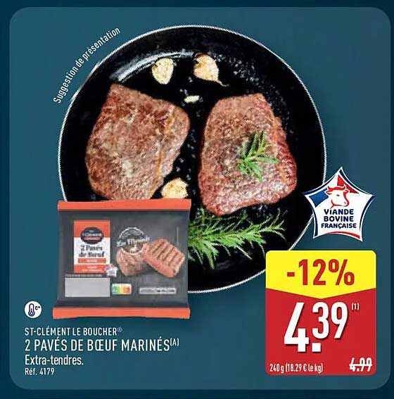 ST-CLÉMENT LE BOUCHER 2 PAVÉS DE BŒUF MARINÉS