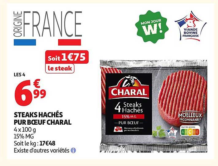 STEAKS HACHÉS PUR BŒUF CHARAL