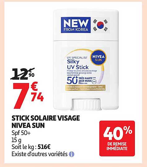 STICK SOLAIRE VISAGE NIVEA SUN Spf 50+ 15 g