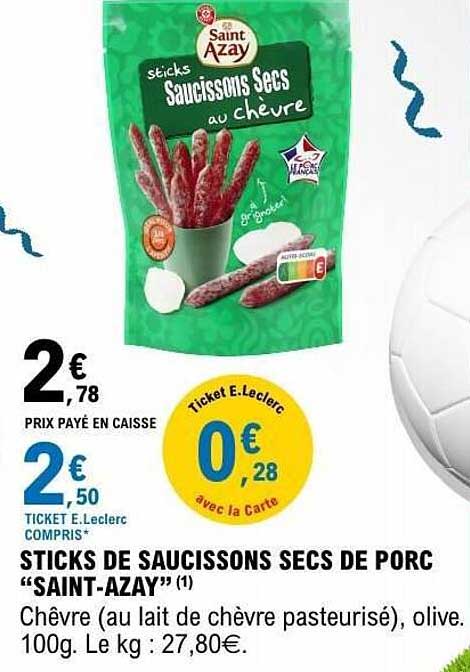 STICKS DE SAUCISSONS SECS DE PORC “SAINT-AZAY”