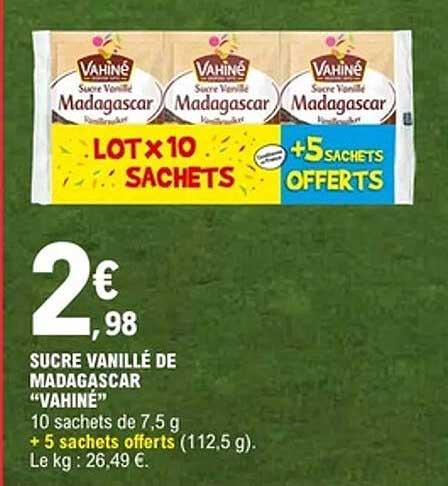 Sucre vanille de Madagascar “Vahiné” - LOT X 10 SACHETS + 5 SACHETS OFFERTS