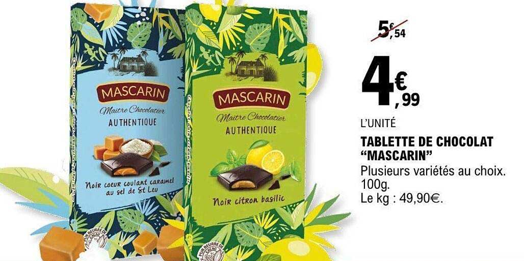 TABLETTE DE CHOCOLAT “MASCARIN”