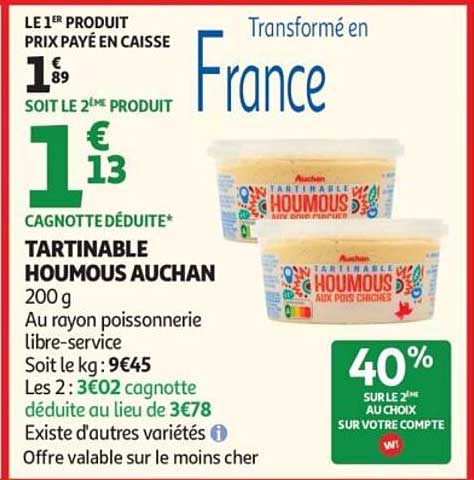 TARTINABLE HOUMOUS AUCHAN
