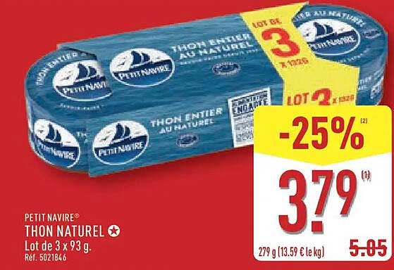 THON NATUREL Lot de 3 x 93 g.