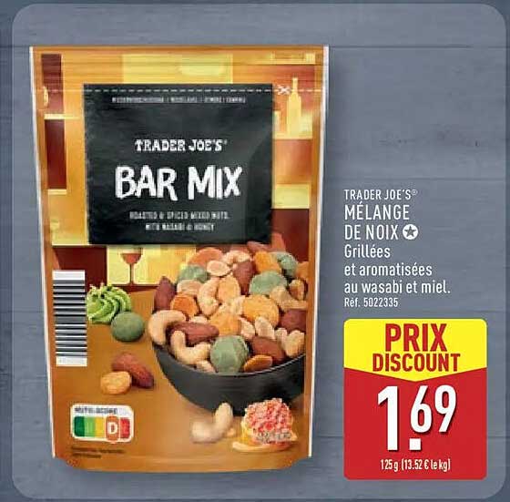 TRADER JOE'S MÉLANGE DE NOIX Grillées et aromatisées au wasabi et miel.