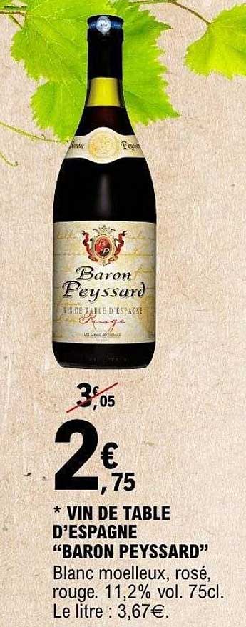 VIN DE TABLE D'ESPAGNE "BARON PEYSSARD"
