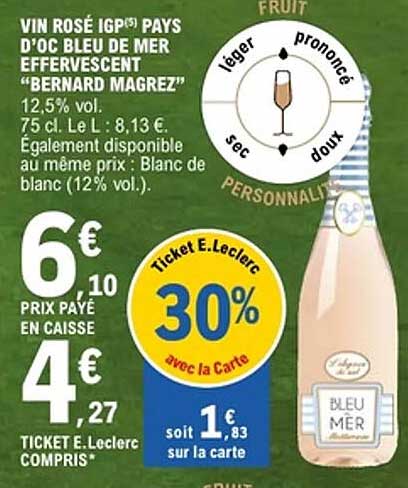 VIN ROSÉ IGP(S) PAYS D'OC BLEU DE MER EFFERVESCENT "BERNARD MAGREZ"