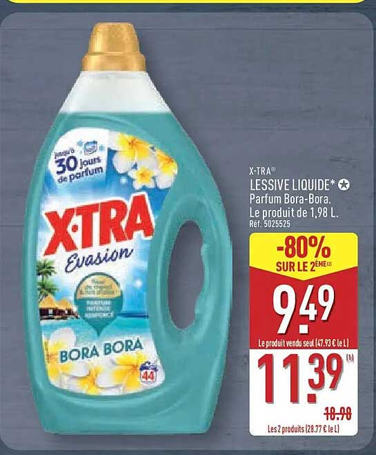 X-TRA LESSIVE LIQUIDE* Parfum Bora-Bora. Le produit de 1,98 L. Ref. 5025525